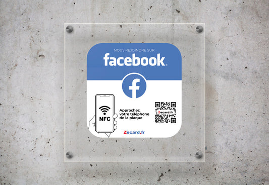 Plaque autocollante NFC et QR code de redirection vers page Facebook